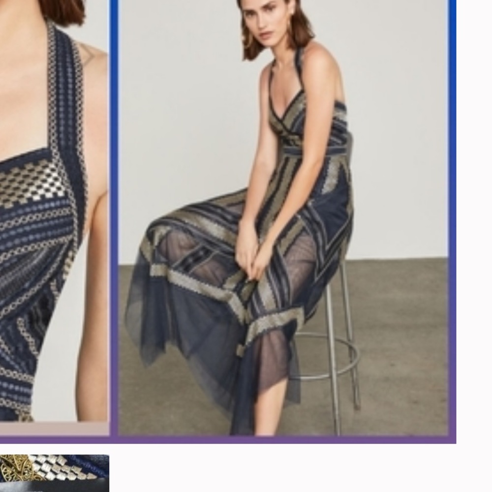 BCBG Navy & Gold Dress